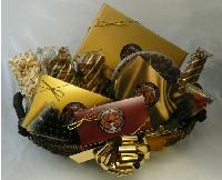 Signature 2 Handle Basket Deluxe - This stunning two handle heavy duty basket is overflowing with gourmet confections. 